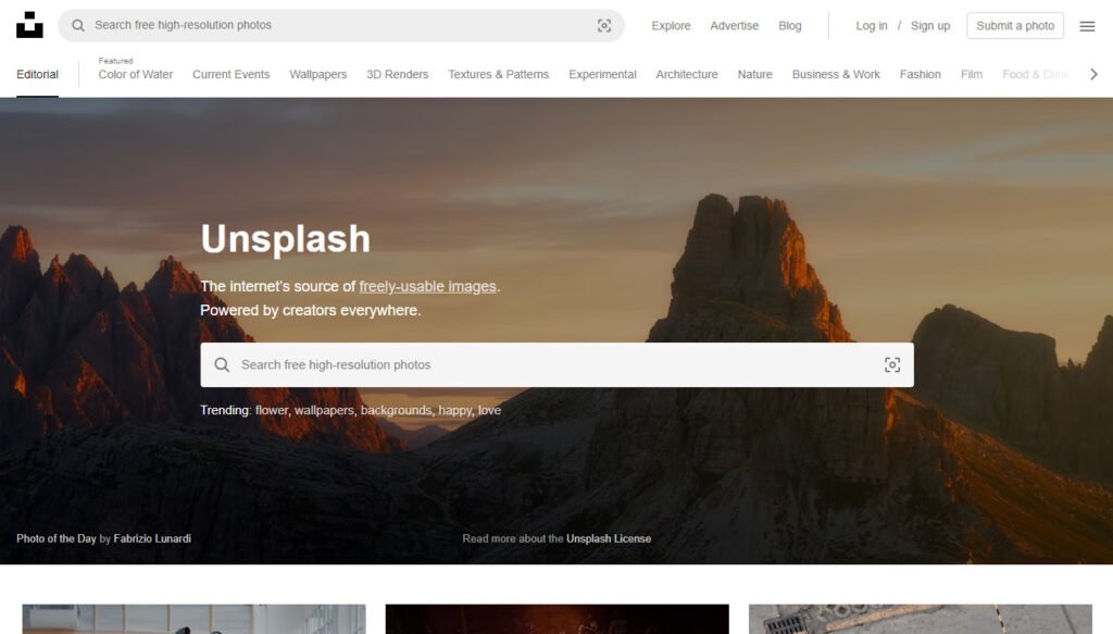 Copyright Free Images एवं Videos Download करने की 5 शानदार वेबसाइट 5 unsplash front page ss